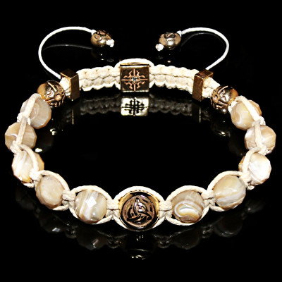 Mother of Pearl Power of Three  Bracelet  /  Power - Intellect - Love